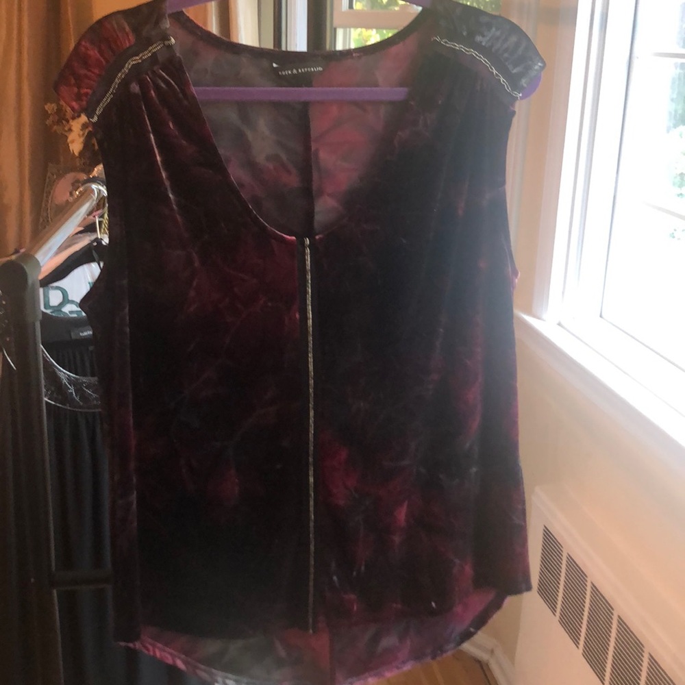 Velvet sleeve less shimmery top